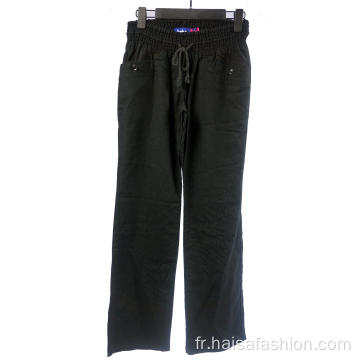 Pantalon ample noir pour femme avec poche